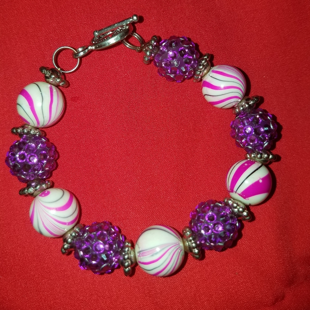 Purple and pink beaded bracelet